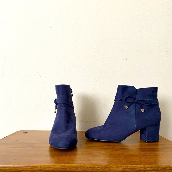 Navy Blue Ankle Boots - Picture 2 of 5